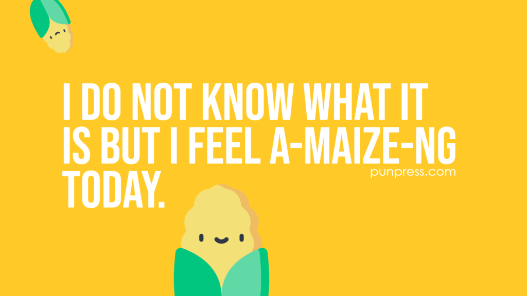 i do not know what it is but I feel a-maize-ng today - corn puns