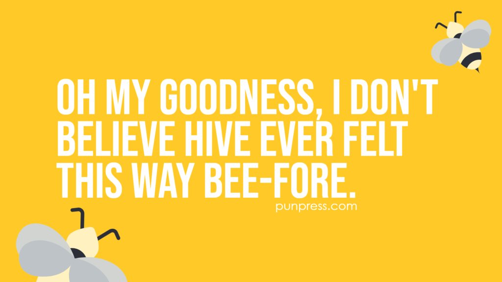 oh my goodness, I don't believe hive ever felt this way bee-fore - bee puns