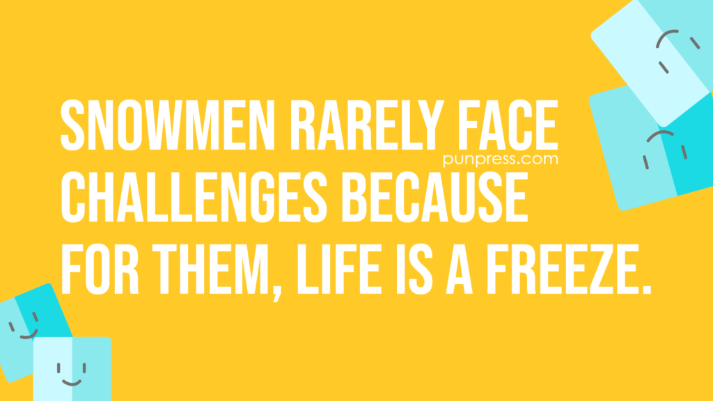 snowmen rarely face challenges because for them, life is a freeze - ice puns