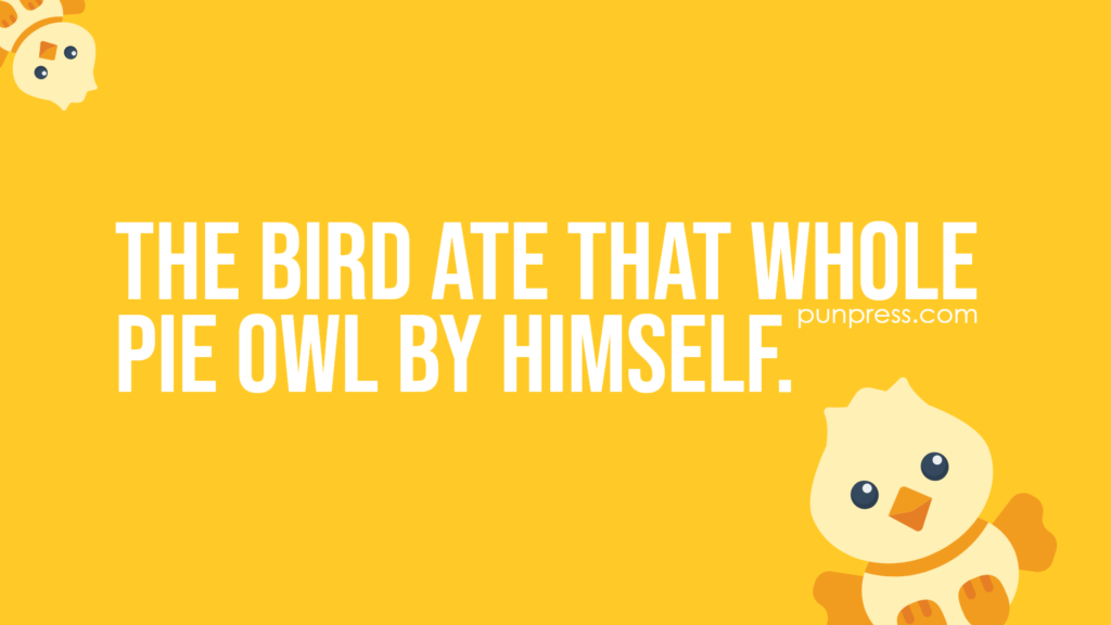 the bird ate that whole pie owl by himself - bird puns