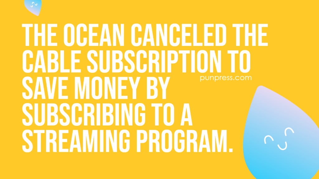 the ocean canceled the cable subscription to save money by subscribing to a streaming program - water puns