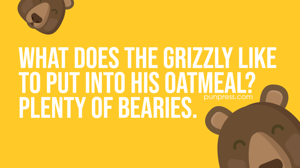 what does the grizzly like to put into his oatmeal? plenty of bearies - bear puns