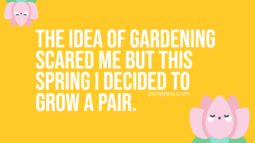 the idea of gardening scared me but this spring I decided to grow a pair - spring puns