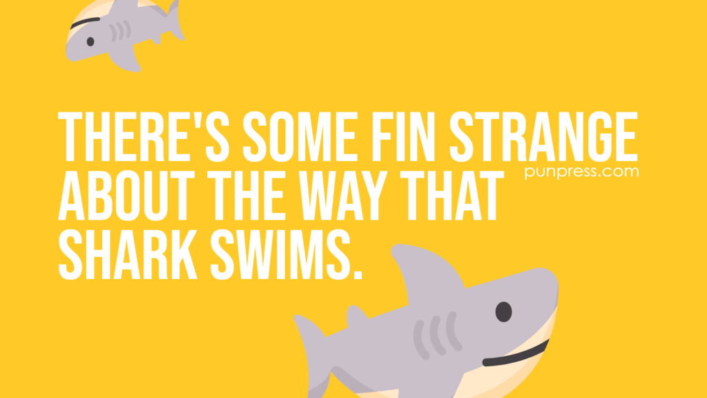 there's some fin strange about the way that shark swims - shark puns