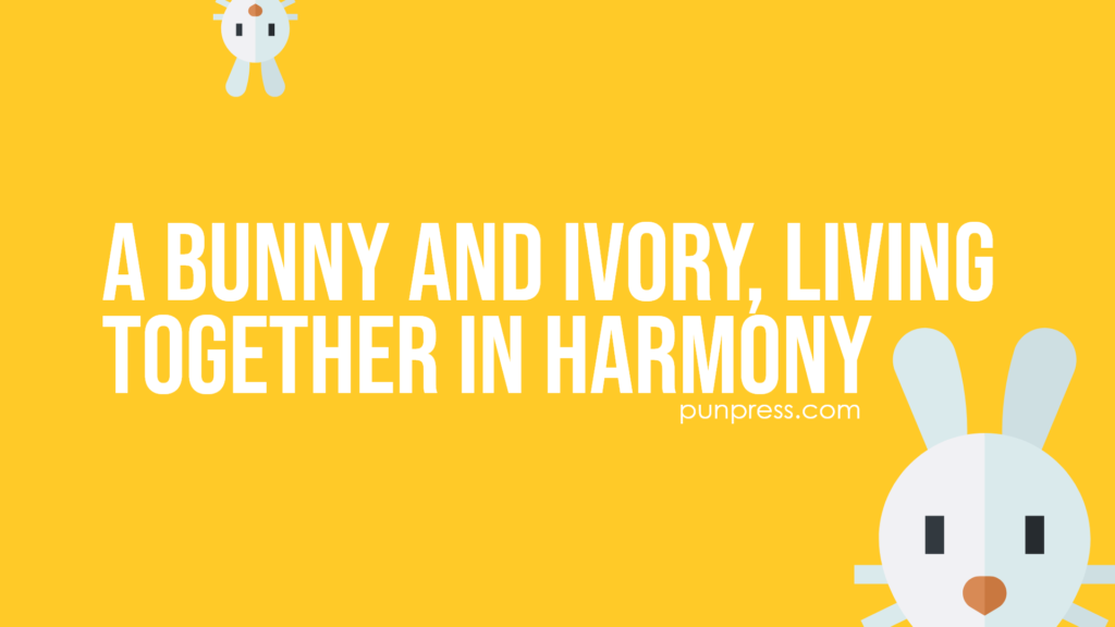 a bunny and ivory, living together in harmony - bunny puns
