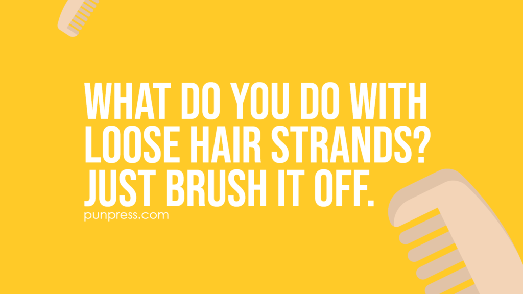 what do you do with loose hair strands? just brush it off - hair puns