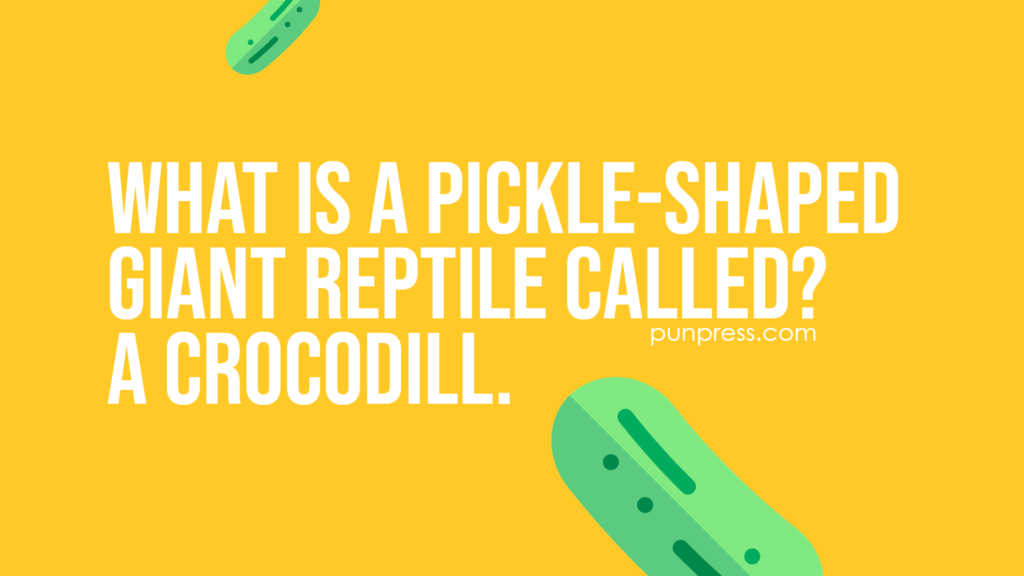 what is a pickle-shaped giant reptile called? a crocodill - pickle puns