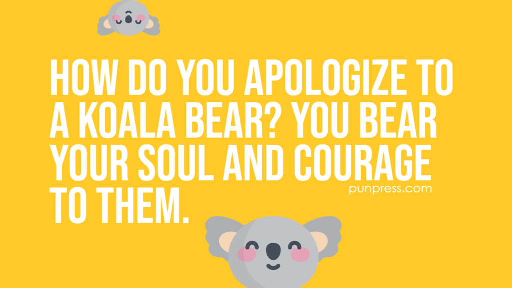 how do you apologize to a koala bear? you bear your soul and courage to them - koala puns