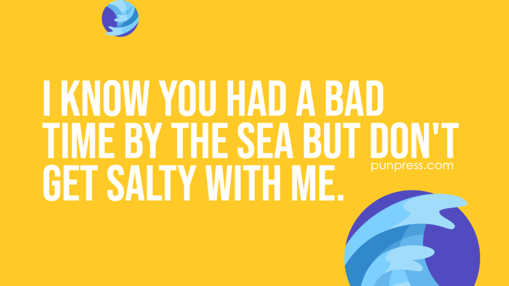 i know you had a bad time by the sea but don't get salty with me - sea puns