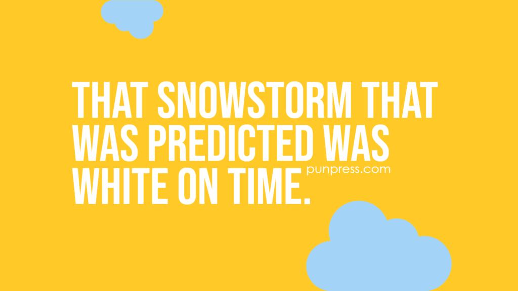 that snowstorm that was predicted was white on time - weather puns