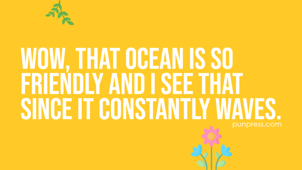 wow, that ocean is so friendly and I see that since it constantly waves - nature puns